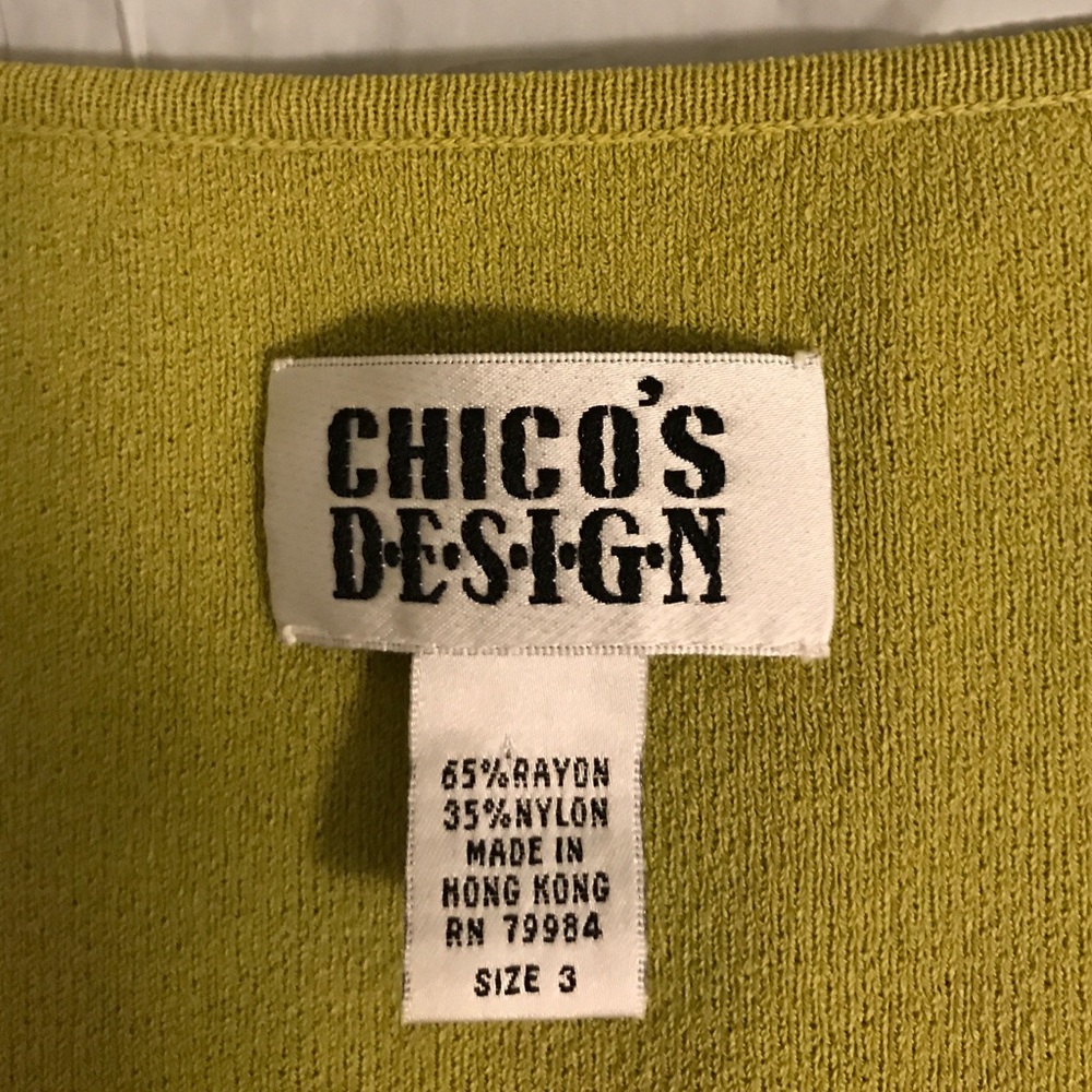 CHICO’S Design lime green sweater size 3 - Picture 3 of 3